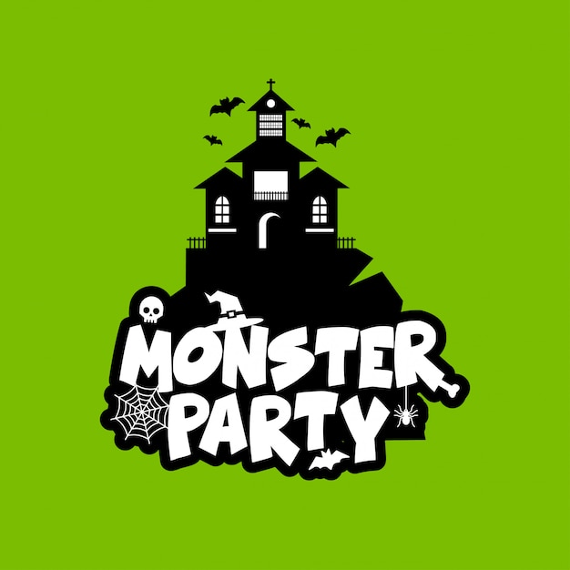 Diseño de fiesta de monstruo con vector de diseño creativo