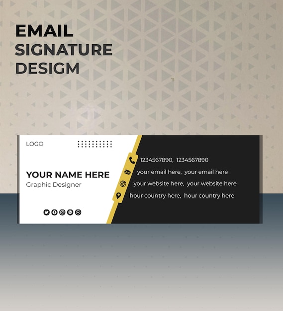Diseño de firma de correo electrónico o pie de página de correo electrónico y plantilla de portada de redes sociales personales