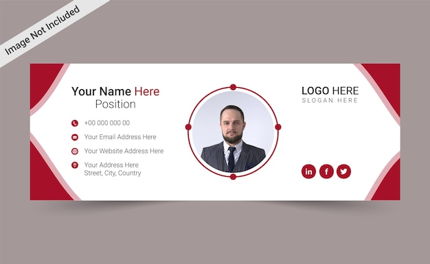 Diseño de firma de correo electrónico y plantilla profesional de banner de Facebook.