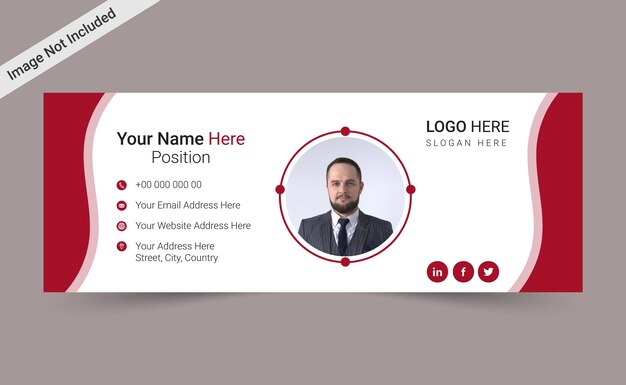 Diseño de firma de correo electrónico y plantilla profesional de banner de Facebook.