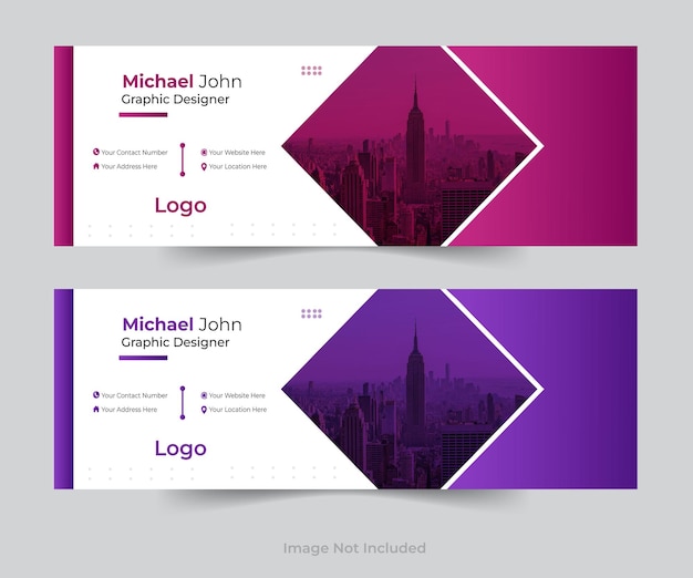 Diseño de firma de correo electrónico plantilla vectorial y uso de diseño de portada de Instagram