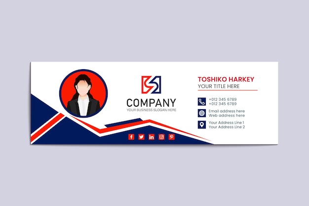 Diseño de firma de correo electrónico rojo y azul nave para su negocio