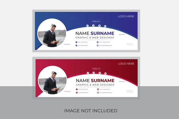 Diseño de firma de correo electrónico de vector libre y diseño de banner de Facebook profesional