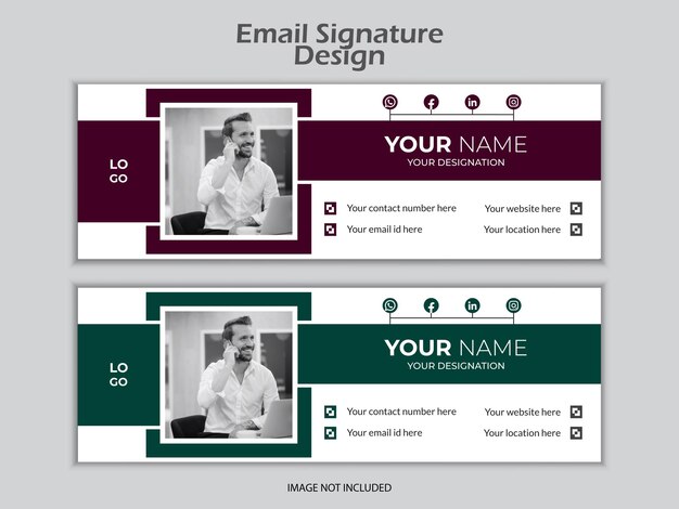 diseño de firma de correo electrónico vectorial y plantilla de banner corporativo de Facebook