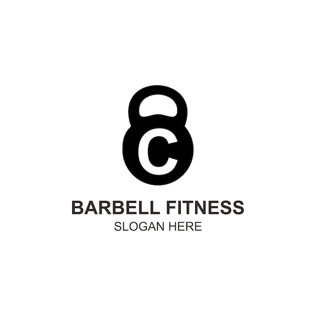 Diseño de fitness con barra logo c