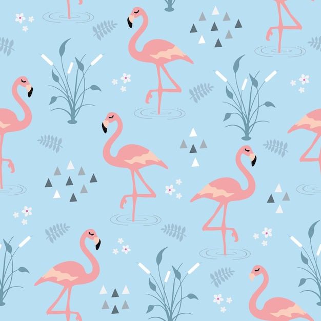 Diseño de flamenco de patrones sin fisuras para tela de envoltura de ropa de papel tapiz de fondo