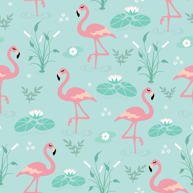 Diseño de flamenco de patrones sin fisuras para tela de envoltura de ropa de papel tapiz de fondo