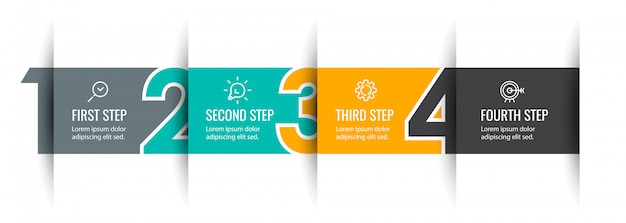 Vector diseño de flecha infográfica con 4 opciones o pasos. infografía por concepto de negocio.