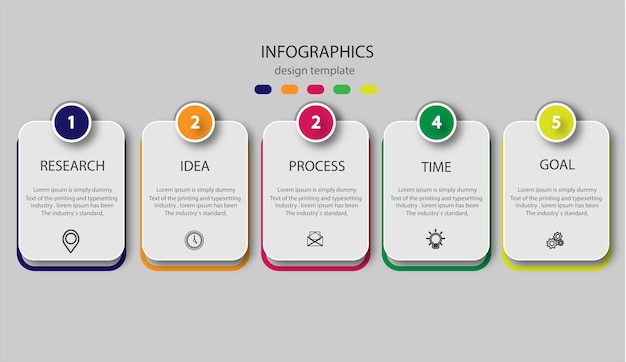 Diseño de flecha infográfica con 5 opciones o pasos.