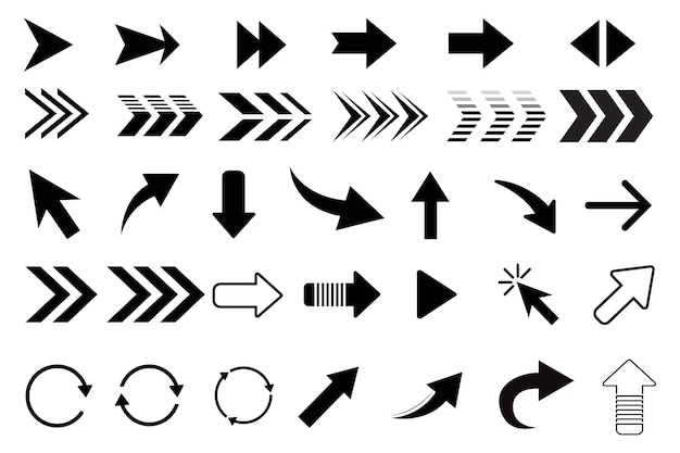 Diseño de flecha negra plana Colección de iconos Pacto de flecha vectorial