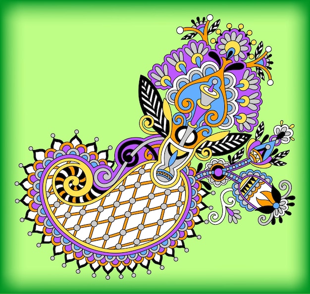 Diseño de flor adornado de arte de línea de dibujo digital original