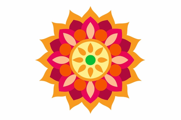 un diseño de flor en un círculo con un centro verde