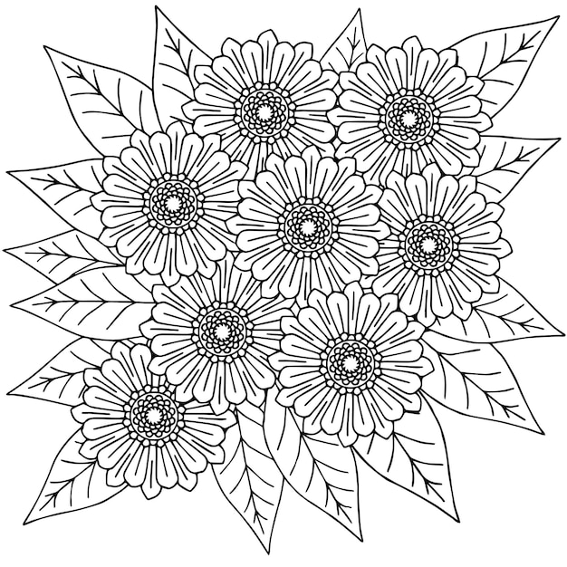 diseño flor contorno elemento página para colorear