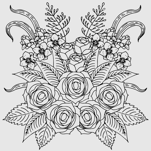 diseño flor contorno elemento página para colorear