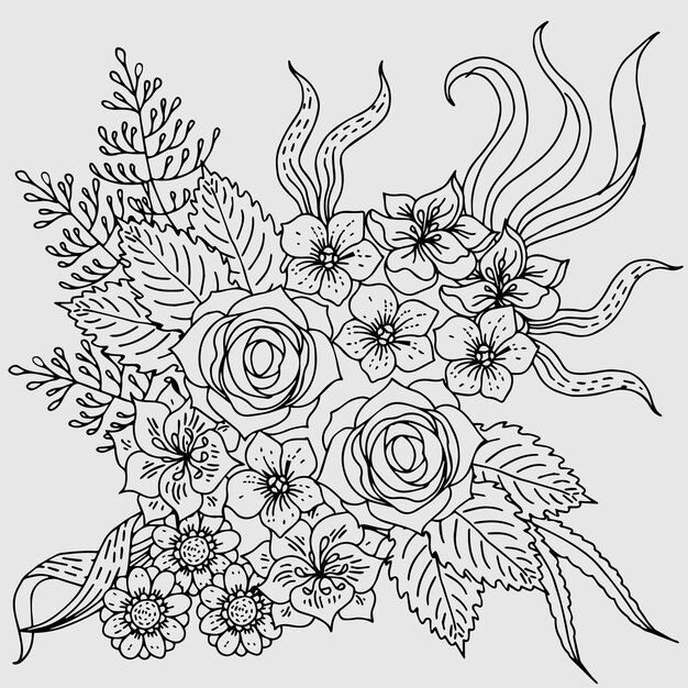 diseño flor contorno elemento página para colorear