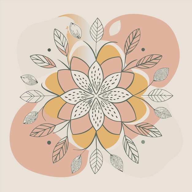 un diseño de flor con hojas y una flor en él