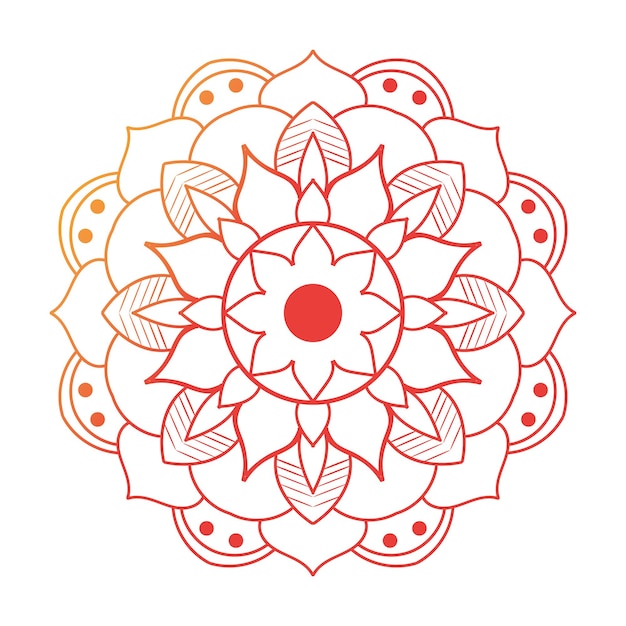 Diseño de la flor de mandala naranja roja