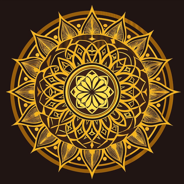 un diseño de flor de oro con una flor amarilla en él