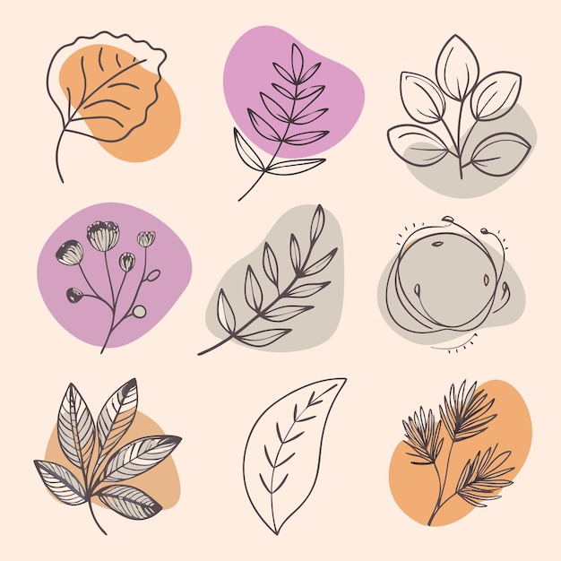 Diseño floral abstracto lúdico con arte de líneas y formas coloridas