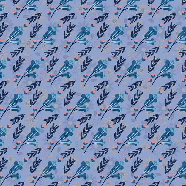 un diseño floral azul y rosa con un pájaro en él