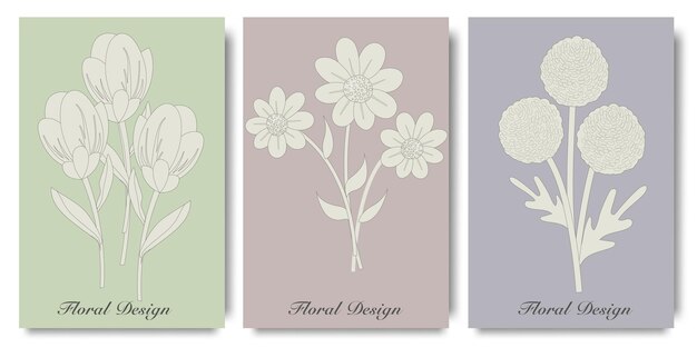 Diseño floral contemporáneo Plantillas de arte creativo con elementos abstractos y florales para carteles