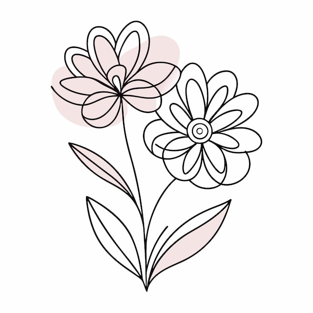 Diseño floral continuo de una línea de arte dibujado a mano con un contorno floral simple 12