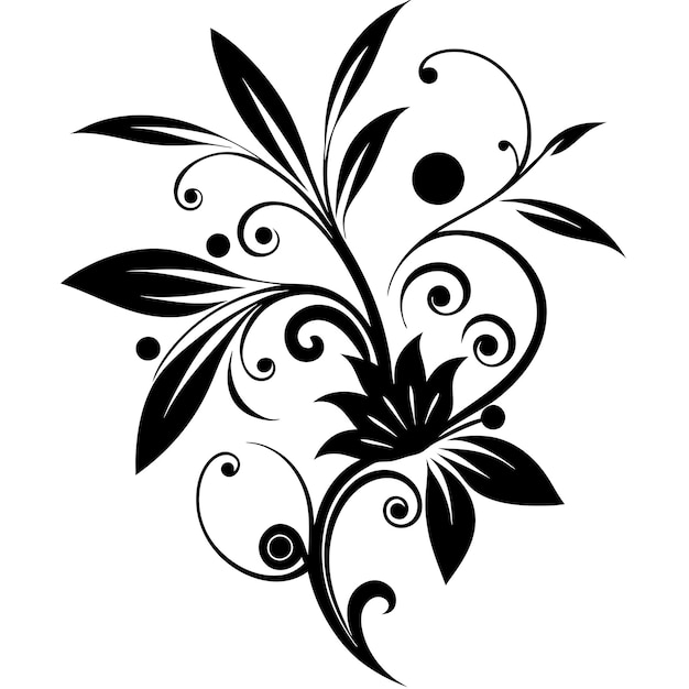 Diseño floral decorativo vectorial de fondo blanco aislado 13