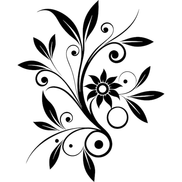Diseño floral decorativo vectorial de fondo blanco aislado 17