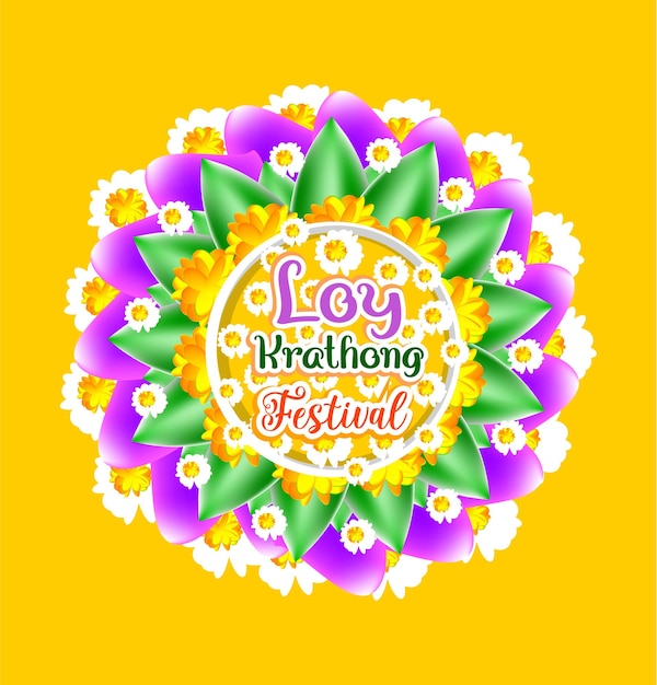 Vector diseño floral del día del festival loy krathong