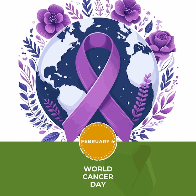 Vector diseño floral del día mundial del cáncer de vector