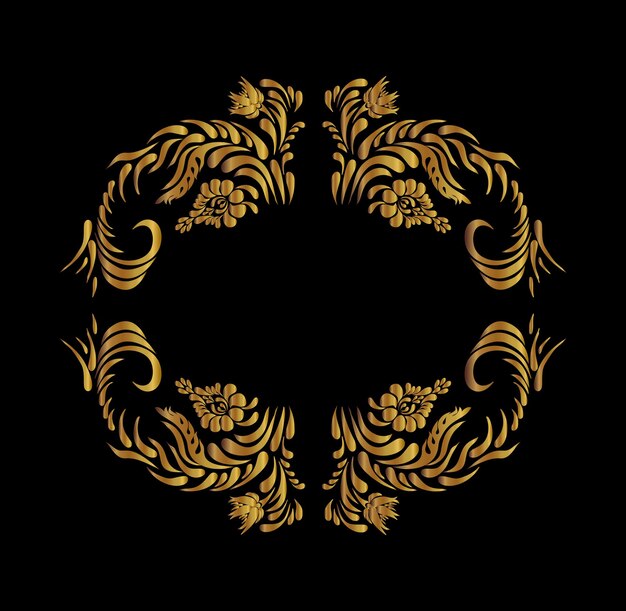 Diseño floral dorado sobre fondo negro Flores doradas