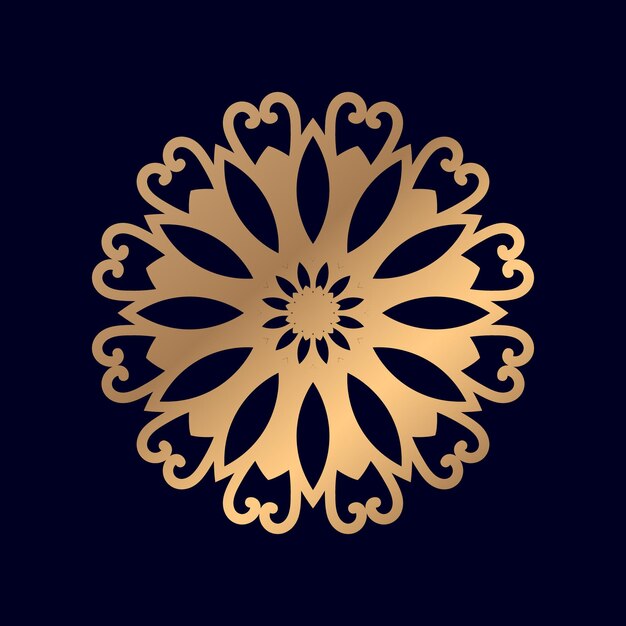 Un diseño floral dorado sobre un fondo negro.