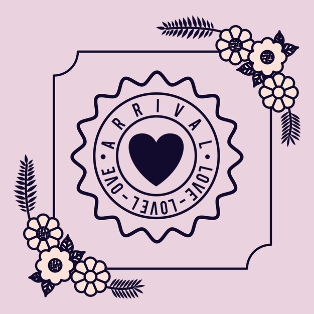 Vector diseño floral del ejemplo del vector del diseño de la tarjeta del sello del amor