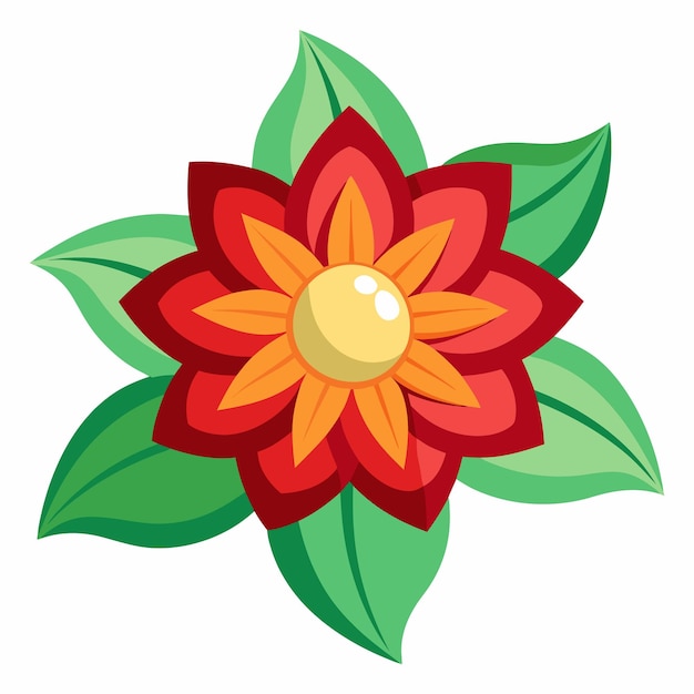 un diseño floral con una flor roja