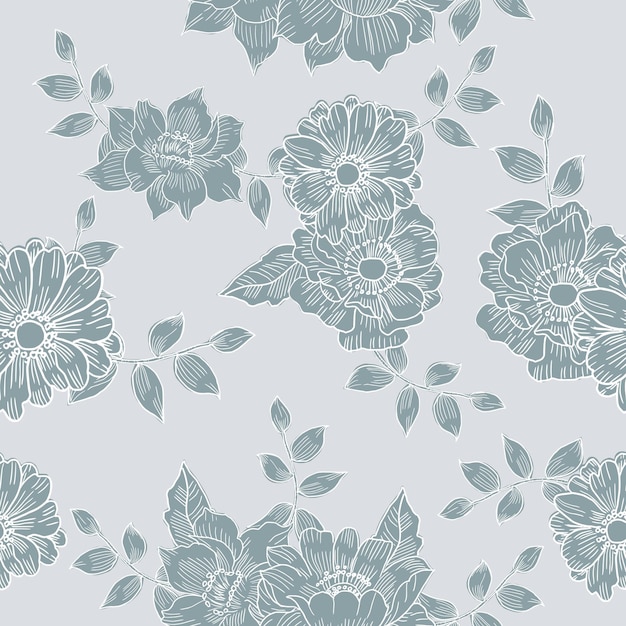un diseño floral con flores en un fondo gris