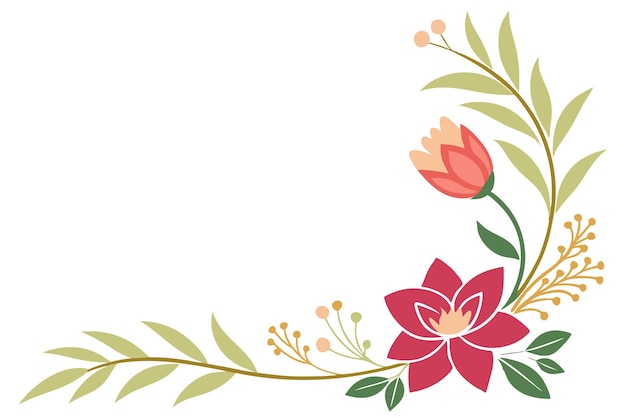 diseño floral forma de esquina el diseño de ilustración vectorial simple floral