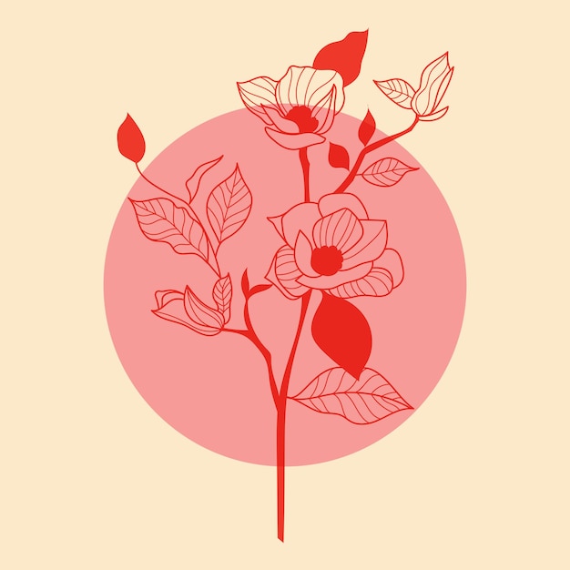 Diseño floral con formas geométricas Ilustración vectorial en un estilo minimalista con estampado Riso