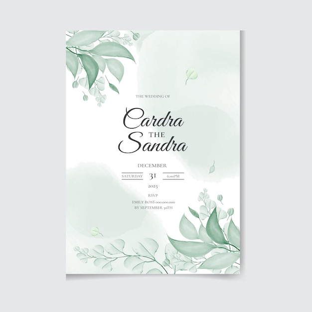 Diseño floral hermoso de la invitación de la boda de la acuarela