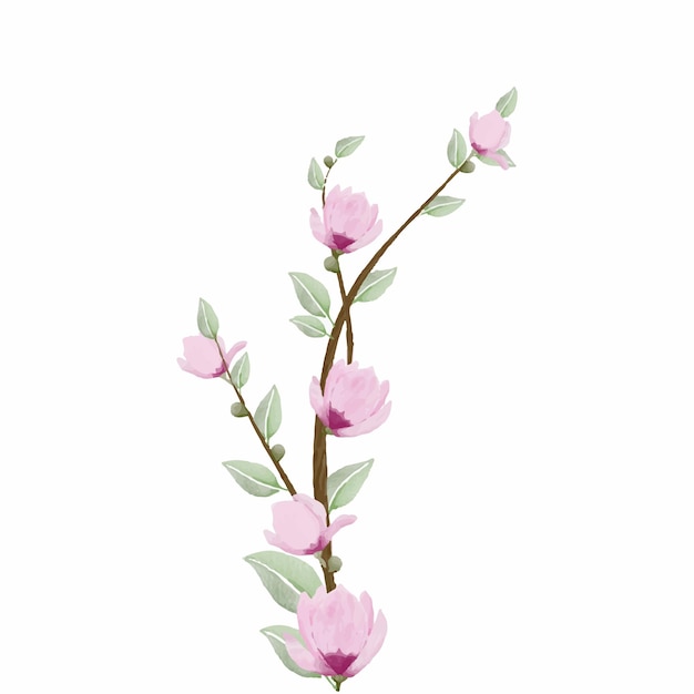 Diseño floral de magnolia de primavera natural acuarela