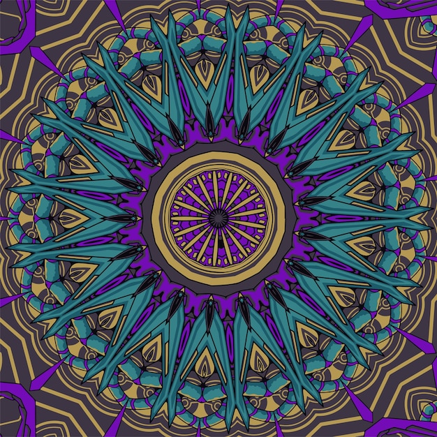 Diseño floral de mandala indio plantilla de yoga redonda ilustración de medallón de paisley