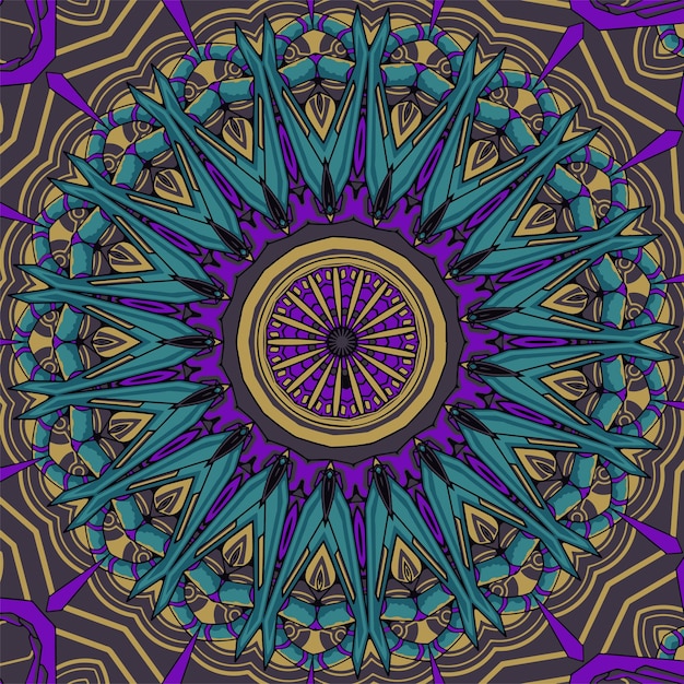 Diseño floral de mandala indio plantilla de yoga redonda ilustración de medallón de paisley