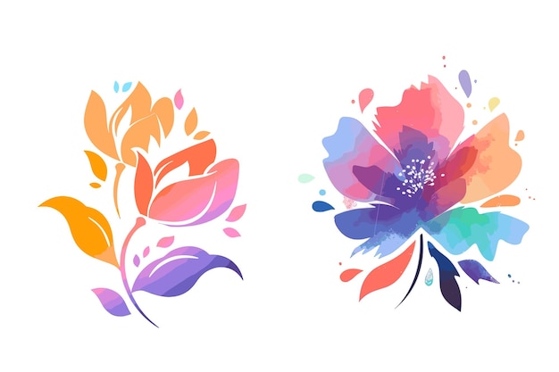 diseño floral minimalista de acuarela para elementos de logotipo de lujo