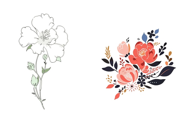 diseño floral minimalista de acuarela para elementos de logotipo de lujo