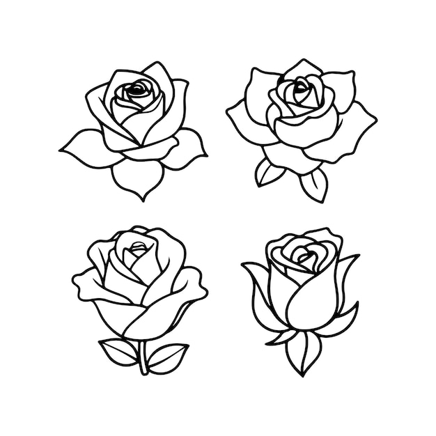 Diseño floral minimalista vectorial de la línea de rosas elegante