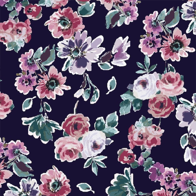 Diseño floral de moda, patrón floral transparente para la moda, fondos de pantalla, impresión. estilo libertad.