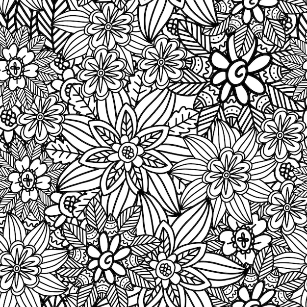 Diseño floral del modelo del arte inconsútil del Doodle de la flor