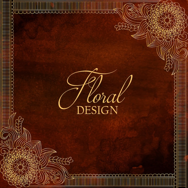 Diseño floral ornamental con textura de acuarela