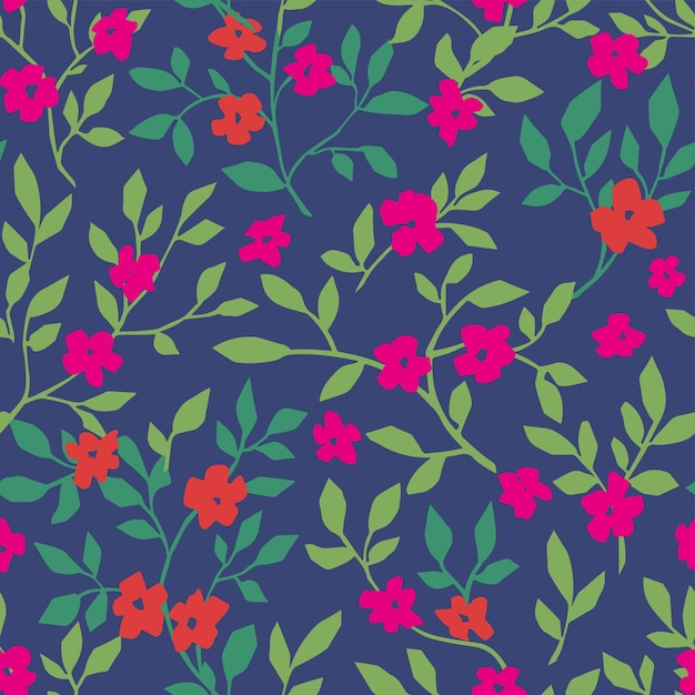 Diseño floral con patrón floreciente y follaje.