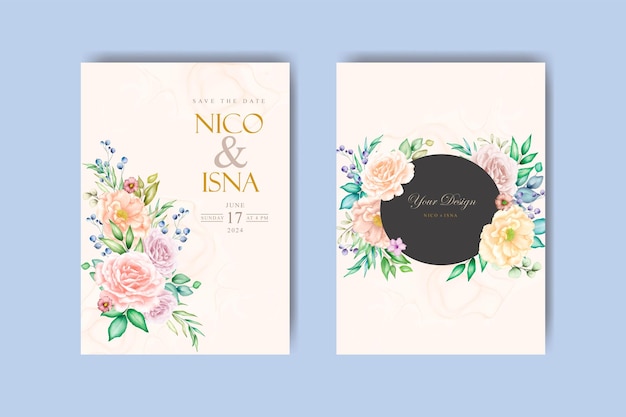 Diseño floral de plantilla de tarjeta de boda