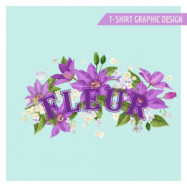 Vector diseño floral romántico de verano con flores